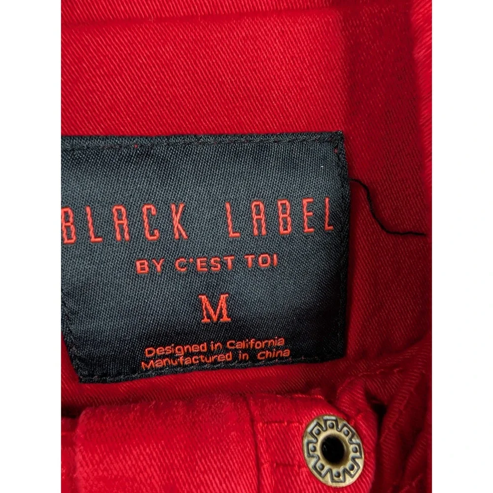 Black Label by C'est Toi‎ Red Cotton Utility Field Jacket JA4037 Womens Medium